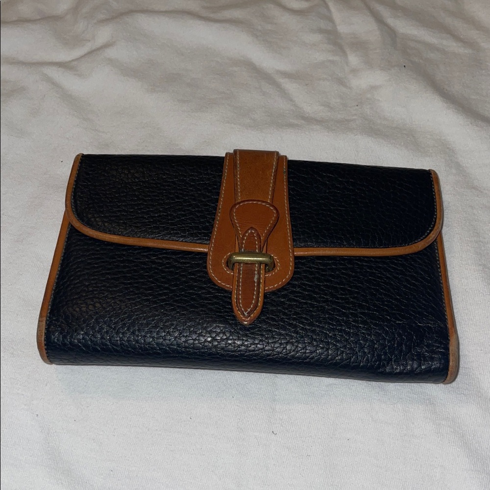 Vintage Black Dooney & Burke Madison Wallet w/British Tan Trim Organizer Wallet